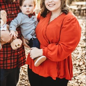 Loft red Wrap Pelpum Blouse